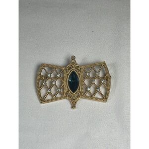 Vintage 70s 80s Faux‎ Emerald Costume Brooch Pin